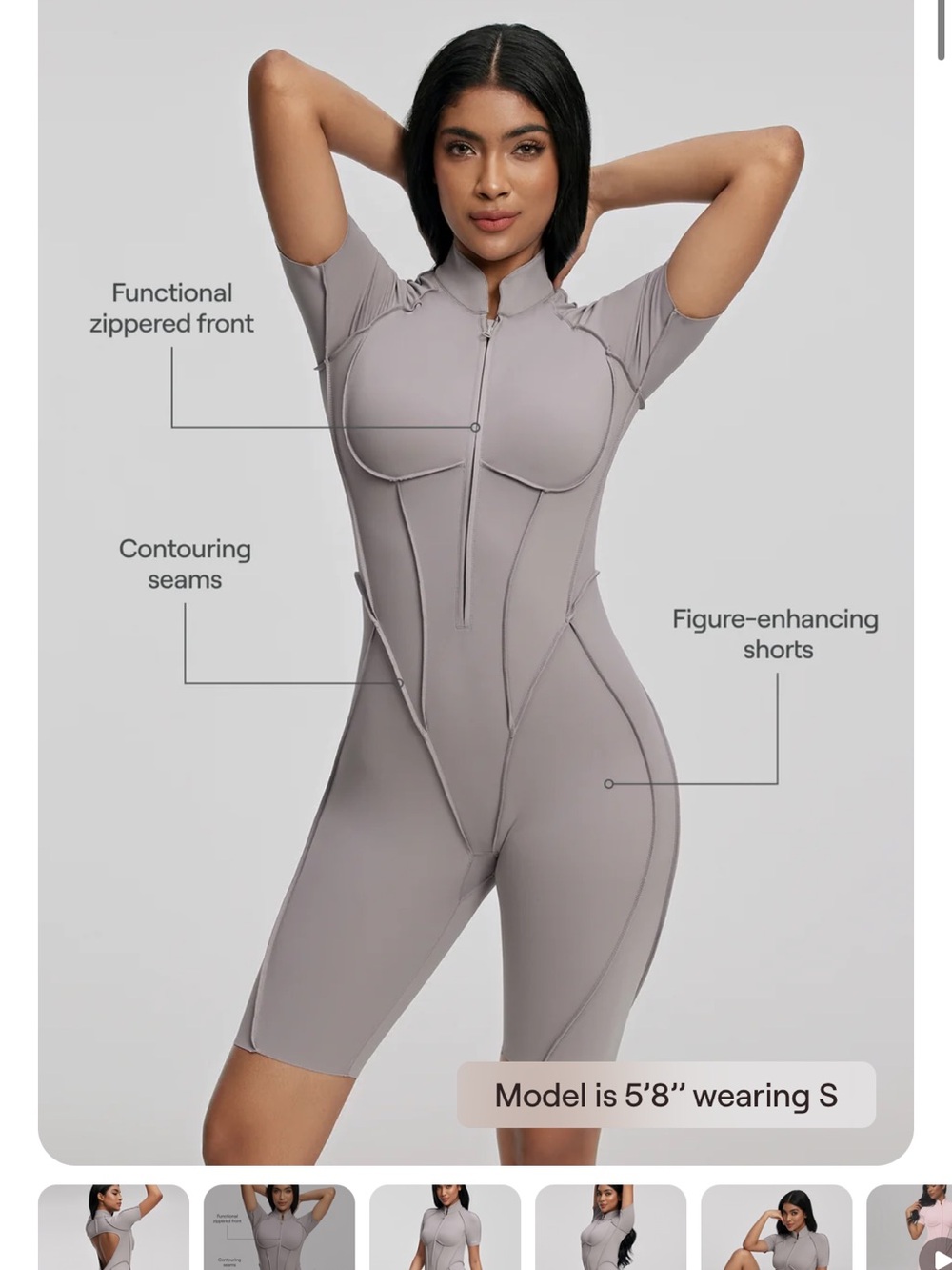 Better Me Sleek Shorts Catsuit (Contour Bodysuit Romper in Grey)